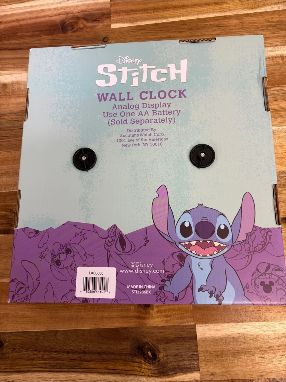 Disney Pink & Mint Stitch and Angel Round Wall Clock